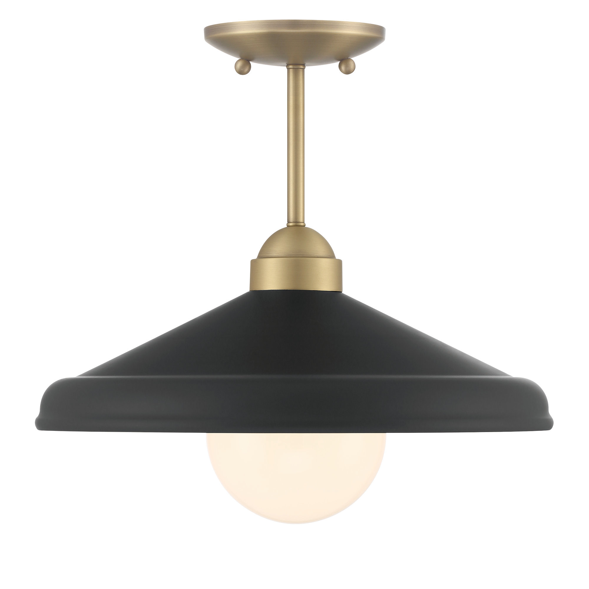 Delilah Single Light Metal Semi Flush Mount, Black