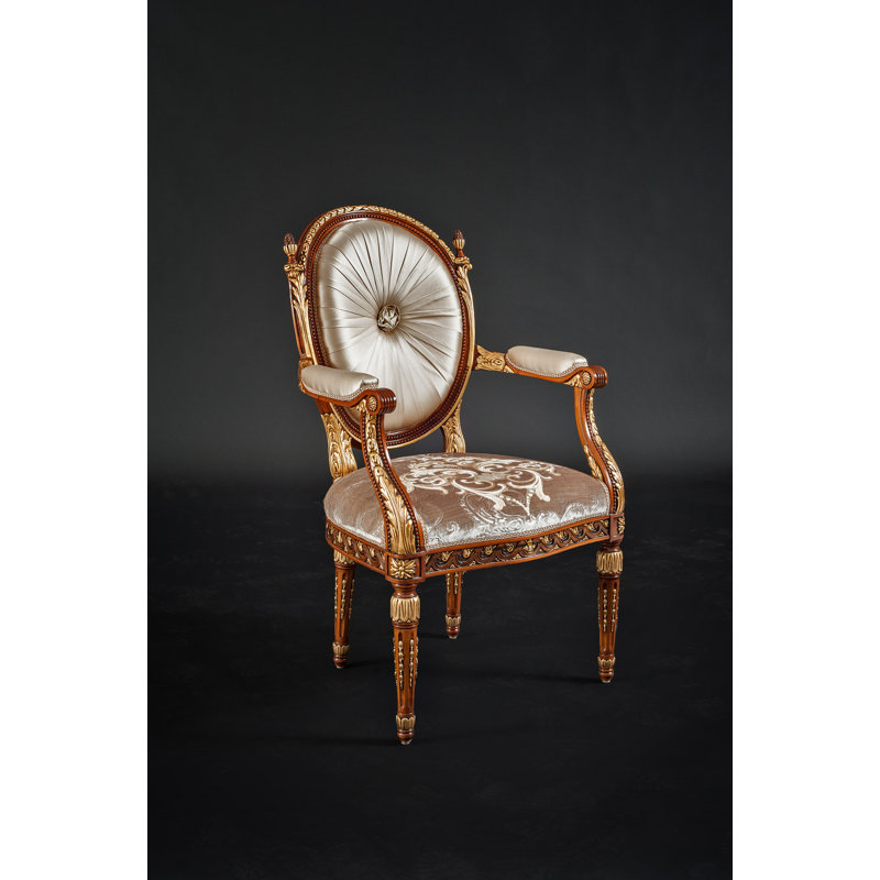 Tufted Upholstered Arm chair in Brown