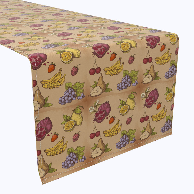 Table Runner, 100% Cotton, 16X108", Bunches Of Fruit, 108" L x 16" W