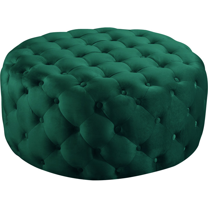 Plattsburgh Velvet Ottoman, Green Velvet