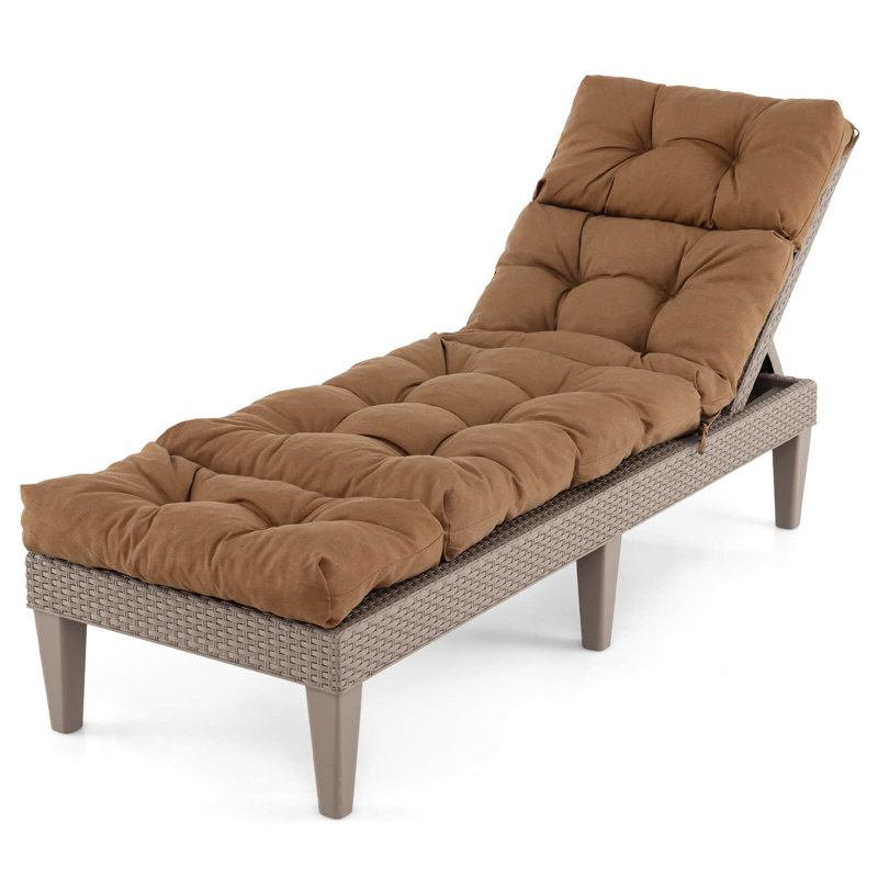 2 pièces 73 po Coussin de chaise longue rembourré pour l'intérieur et l'extérieur, Couleur unie, Coton
