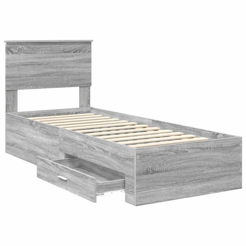 Bed, Silver/Grey Sonoma, Small Single (2'6)