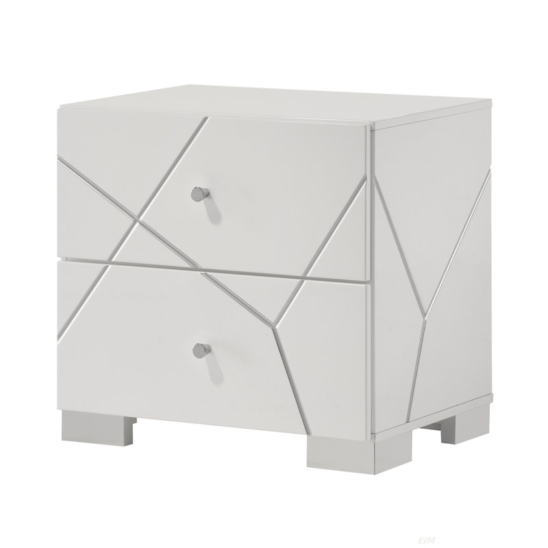 Table de chevet en bois à 1 tiroir à accents géométriques audacieux 1Pc