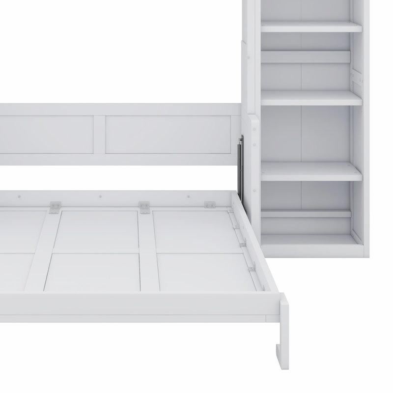 Lit escamotable avec bureau et bibliothèque Murphy, White, Grand lit