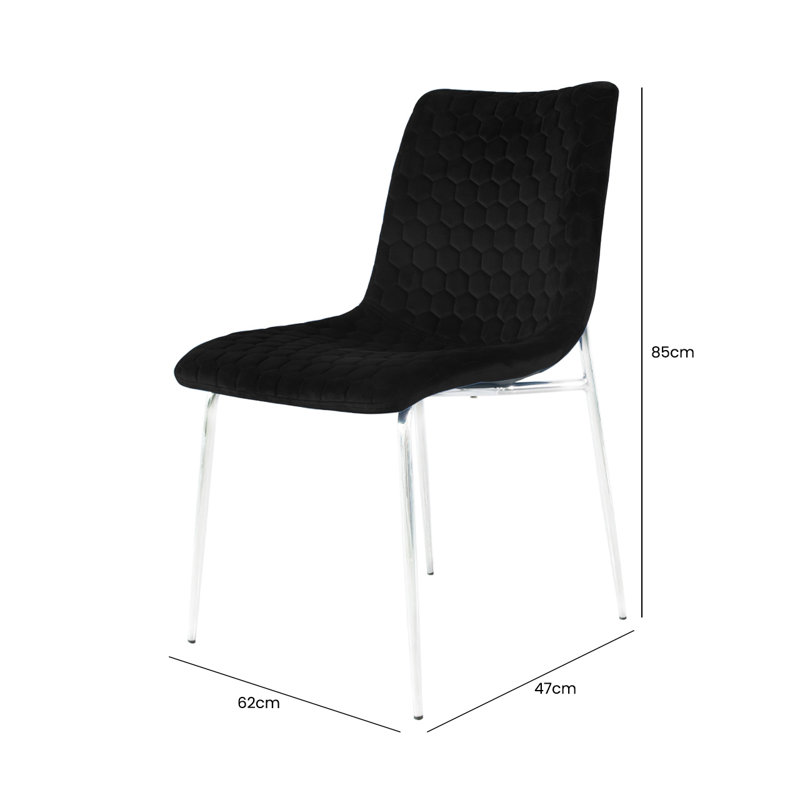 Ambermarie Velvet Modern Dining Chairs with Metal Chrome Metal Legs, Upholstered Armless Dinner Chairs, Black