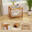  Table de bout 2 pièces avec plateau en verre trempé et pieds en bois d'acacia