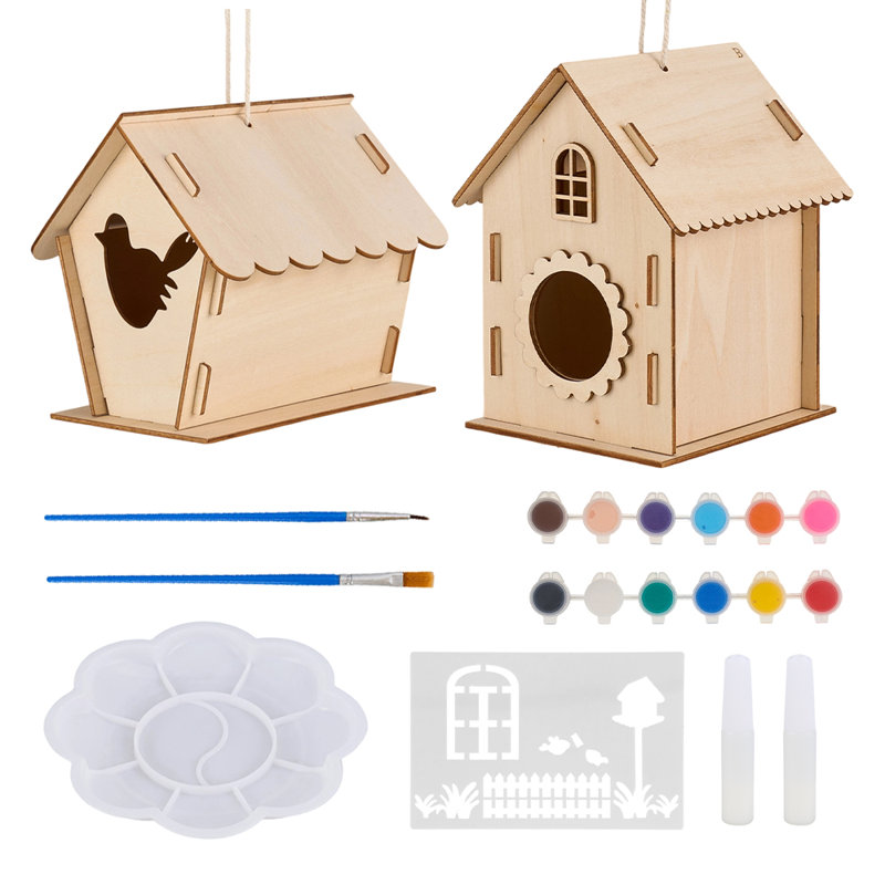 2-Pack Wooden DIY Birdhouse Craft Kit for Kids