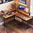 Adjustable L-Shaped Metal Base Standing Desk with Power Outlet-1433783144