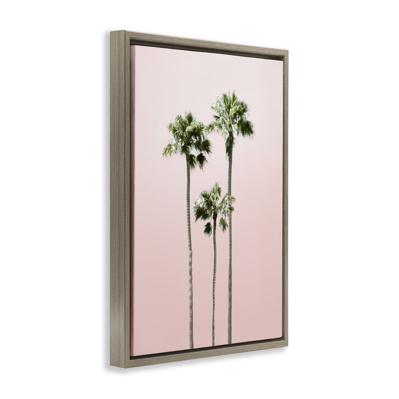 Cadre flottant Palm Getaway Sky, design par Natalie Carpentieri, H 31 po x l 21 po, Cadre flottant orme Montalcino