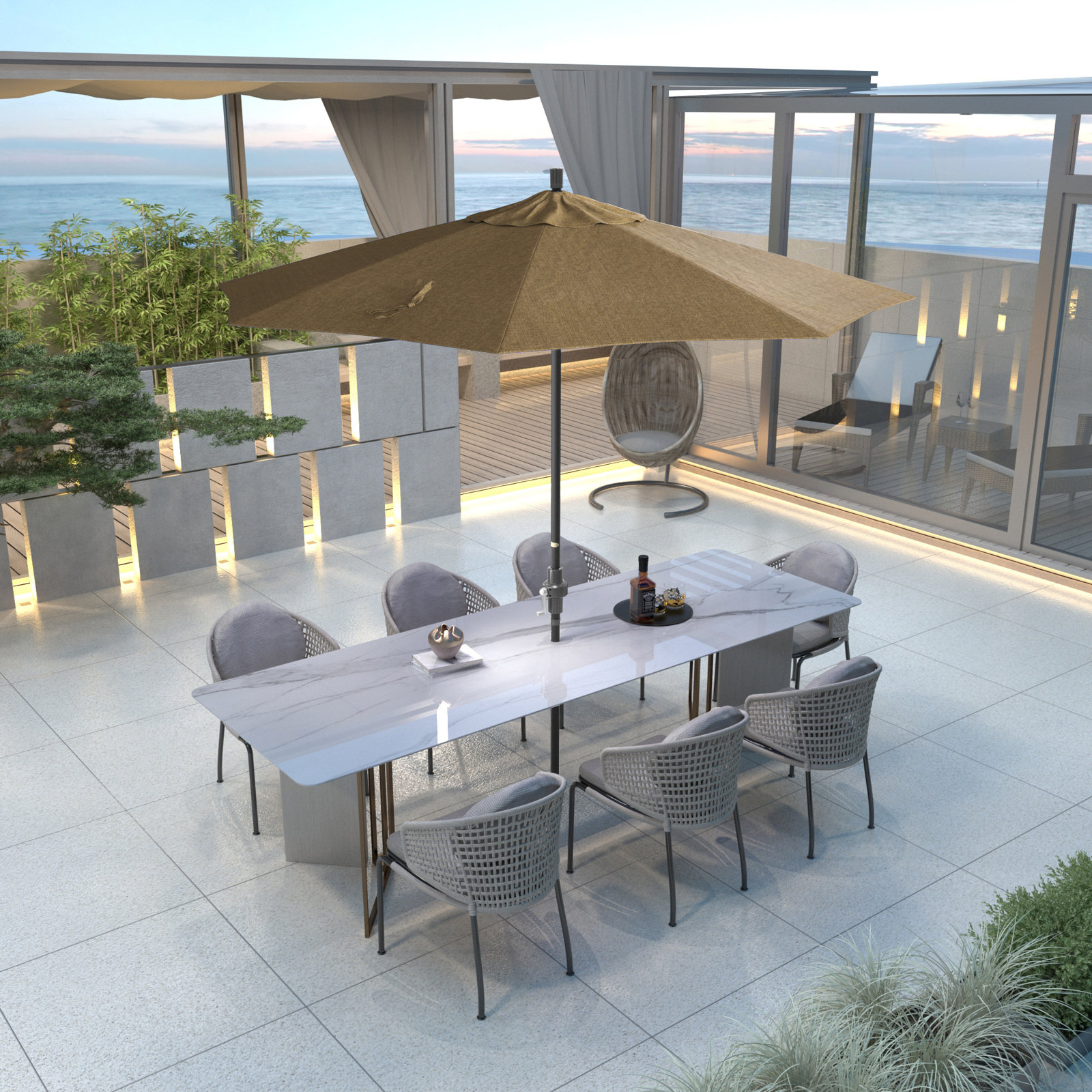 108'' Sunbrella® Outdoor Umbrella, Sesame Sunbrella® Linen