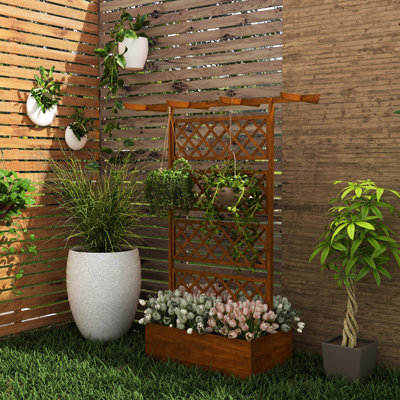 Jardinière en treillis avec bac à plantes - Lit de jardin surélevé pour plantes grimpantes, vignes, légumes, fleurs pouvant accueillir des fleurs, légumes