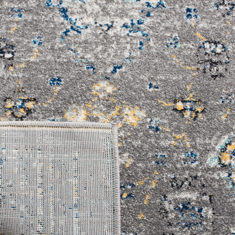 Minonk Oriental Cotton/Jute Dark Grey/Yellow Area Rug, Rectangle 3' x 5'