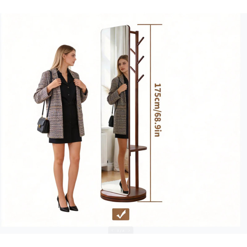 Miroir sur pied 69 po, Noyer