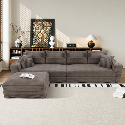 Canapé modulaire en velours côtelé 102,4 po avec repose-pieds Nerissa