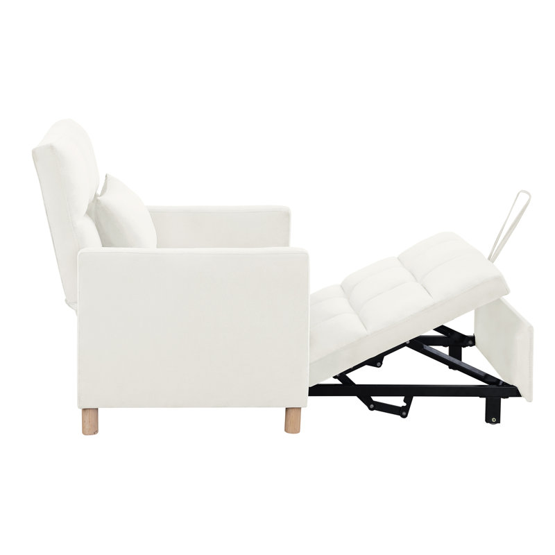 Fauteuil convertible en velours capitonné l 31,45 po Anhat, Velours beige