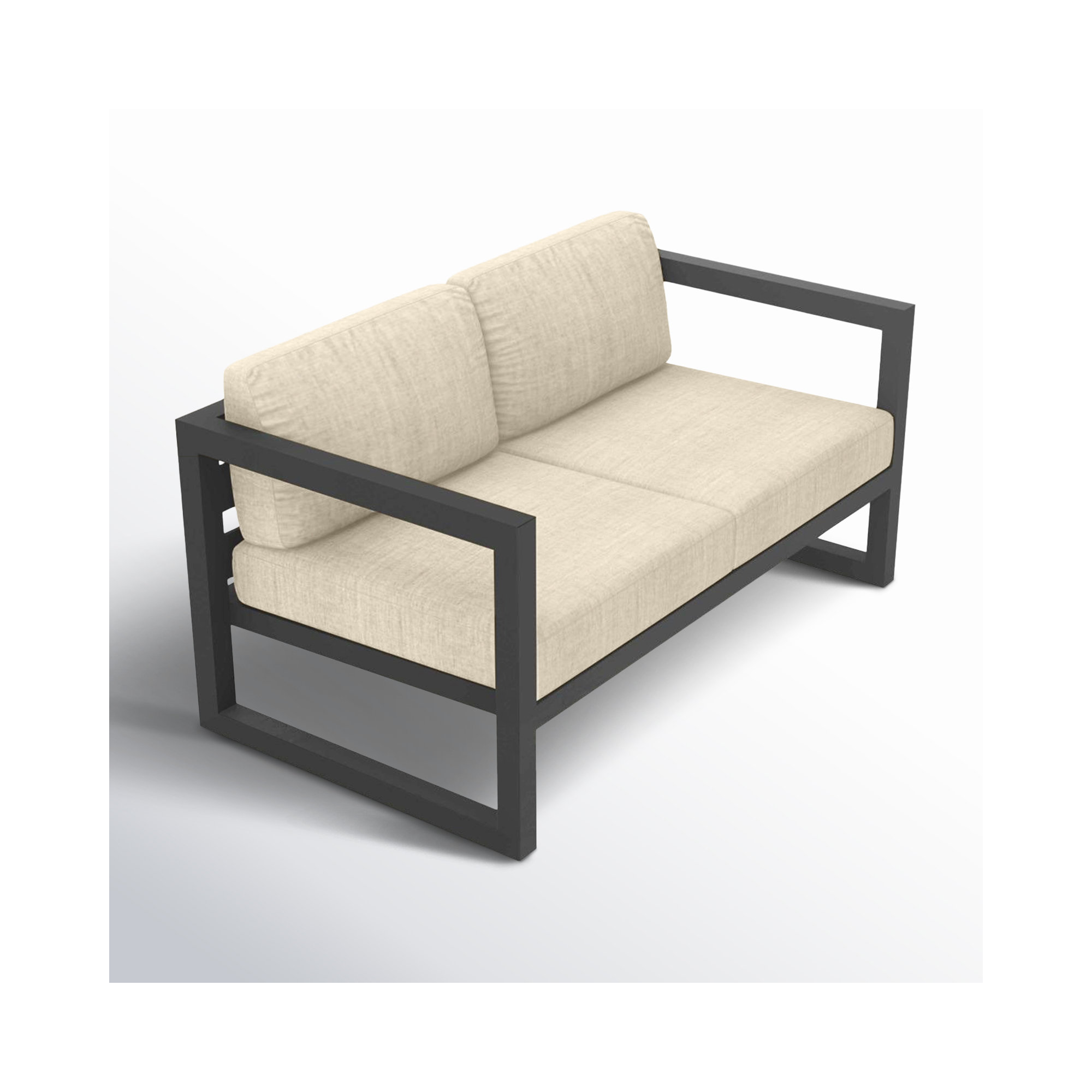 Smith 57" Outdoor Loveseat with Sunbrella® Cushions, Canvas Flax, Slate