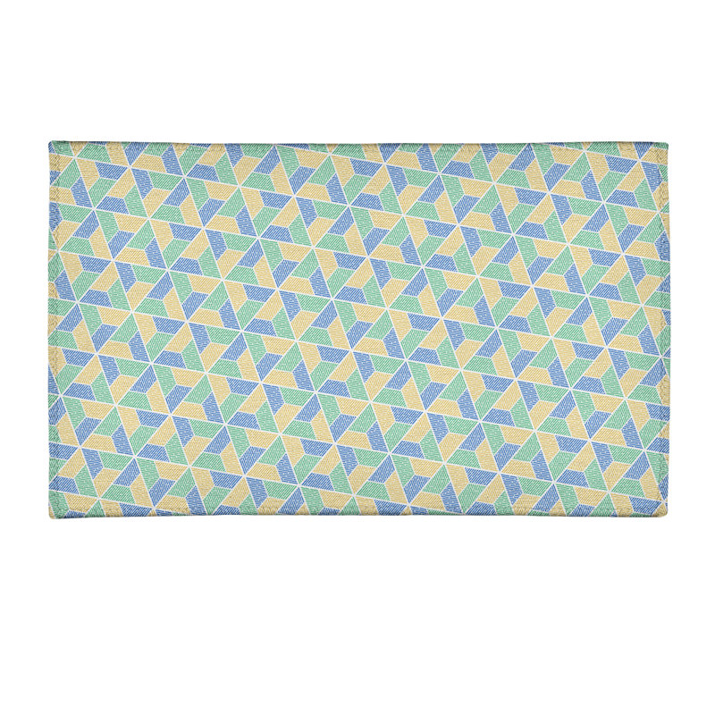 Tapis bleu clair/bleu royal/zone jaune trapézoïdals, Rectangle 2 pi x 3 pi