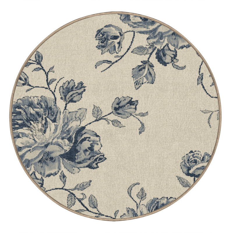 Tapis floral doux moelleux Eiler - beige, Rond 4 pi