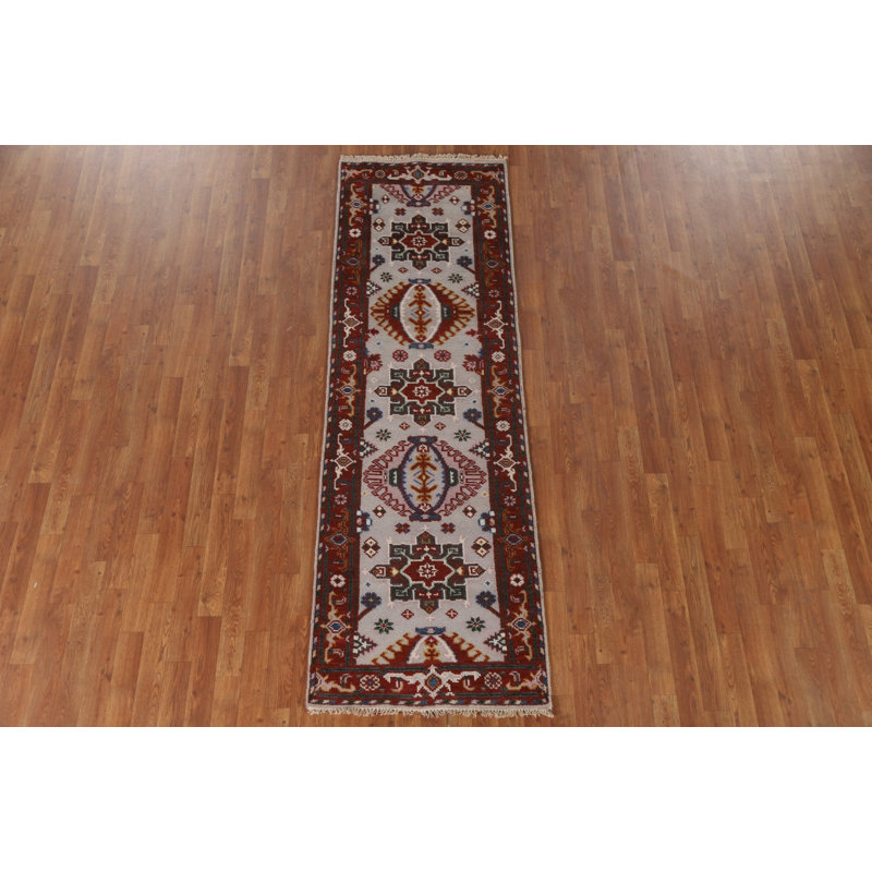 Tapis de couloir gris en laine 3x8