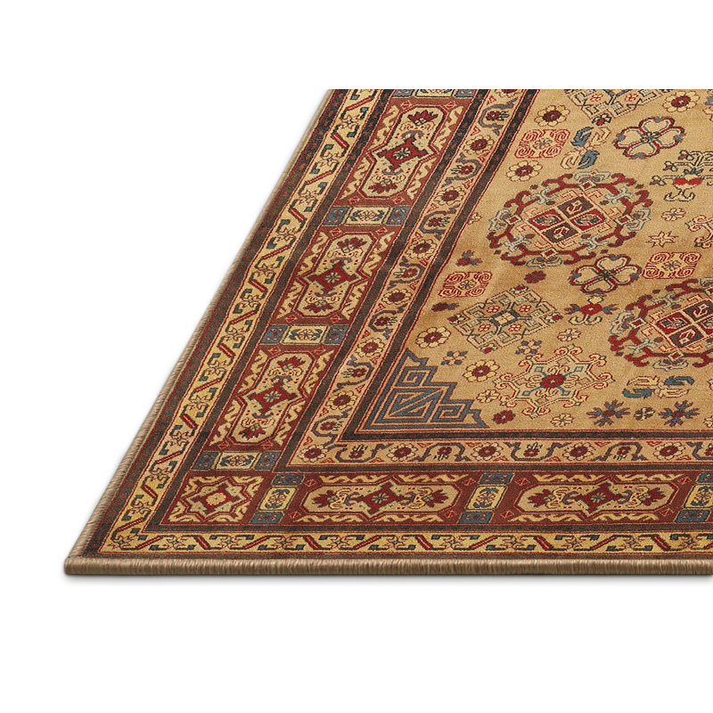 Tapis oriental jaune / rouge, Rectangle 5 pi x 8 pi