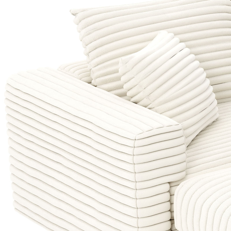 Canapé modulaire rembourré en tissu 4 places avec repose-pieds Modern, H 35,35 po x l 102,42 po x P 66,94 po, Beige