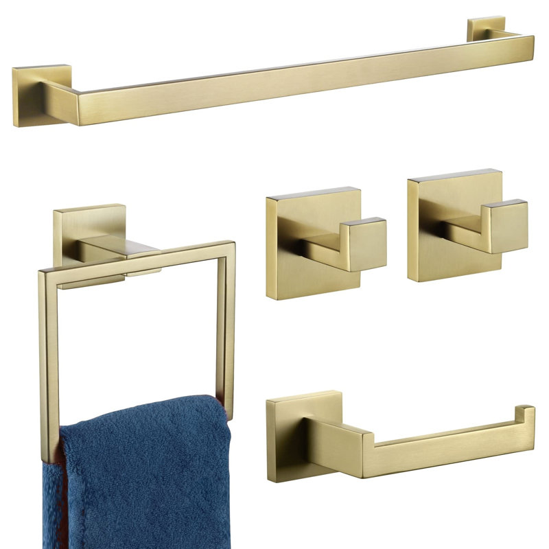 Ensemble de quincaillerie de salle de bain 5 pièces, Or brossé