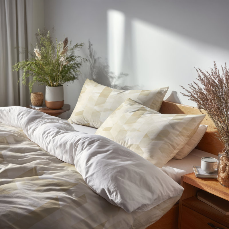 Ensemble de literie à motif géométrique 3 pièces - Ensemble de housse de couette et de coussins Modern