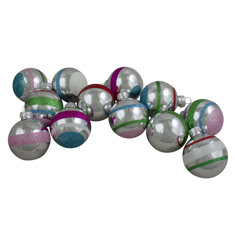Boules de Noël argentées et roses en verre à 2 finitions
