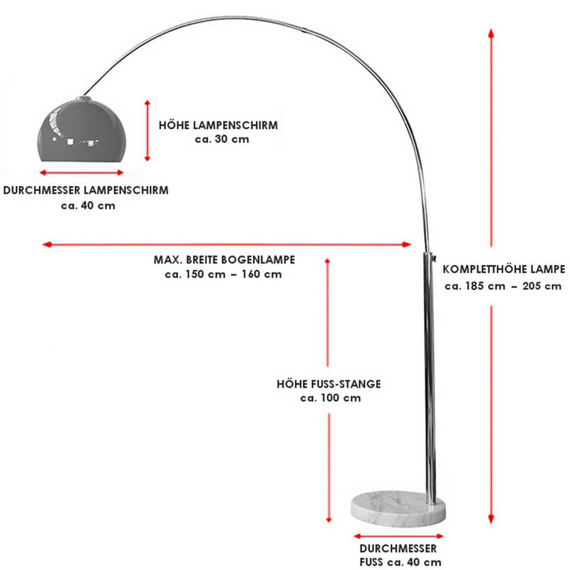 205 cm Bogenlampe Ioanna