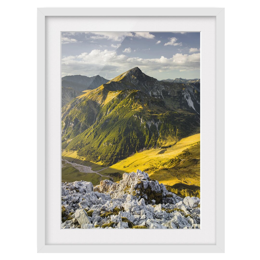 Gerahmtes Poster Berge und Tal der Lechtaler Alpen in Tirol