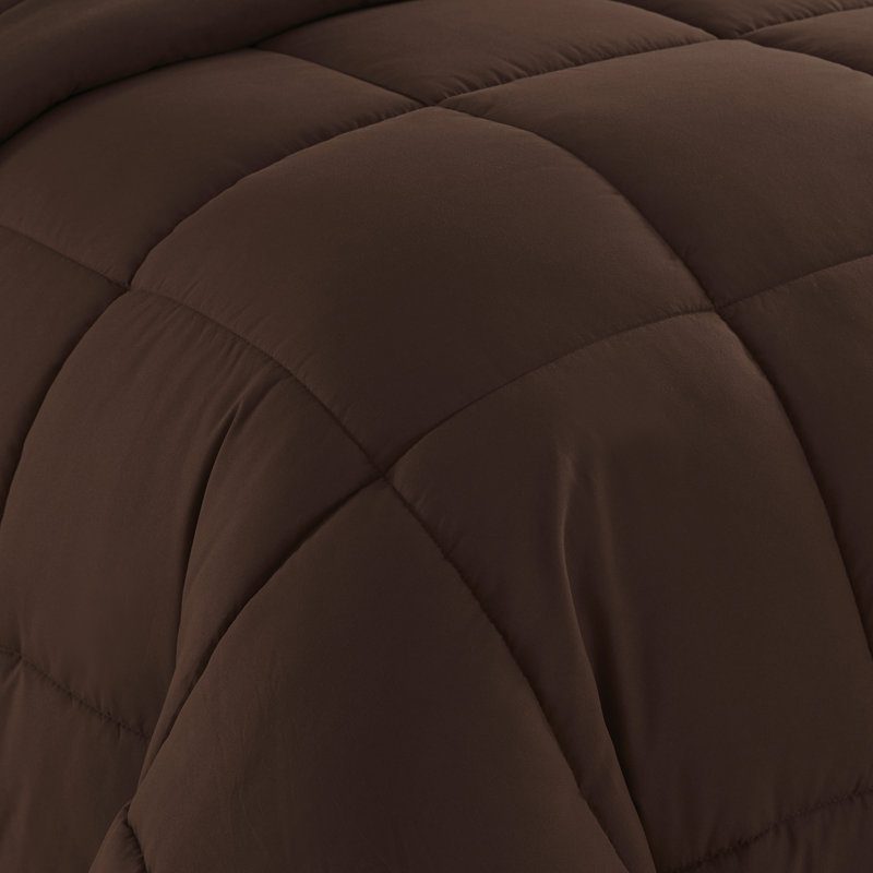 All Season Down Alternative Solid & Reversible Comforter, Queen Comforter, Brown