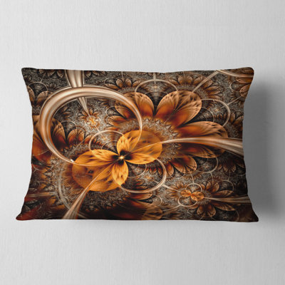 Fleur fractale orange foncé - coussin imprimé abstrait