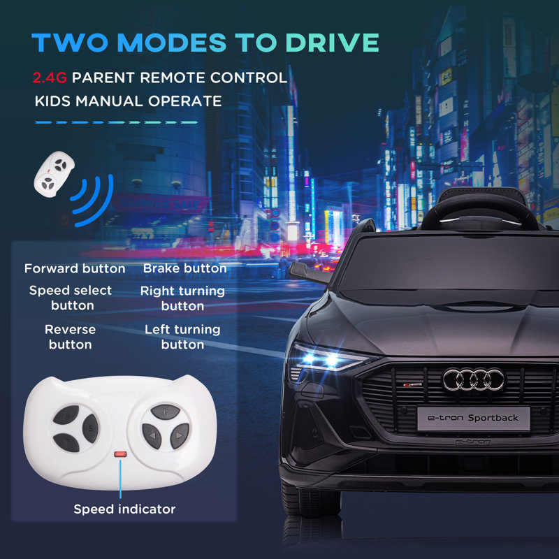 Black 12V Audi E-tron Sportback Kids Ride-On Car