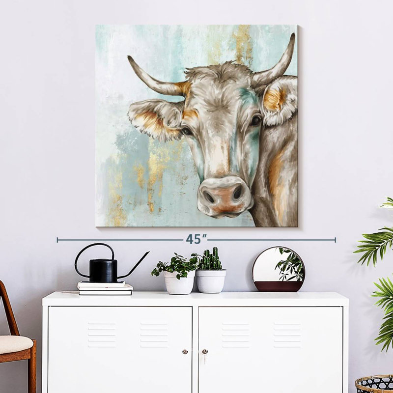 Brampt Headstrong Cow I, 33" H x 33" W