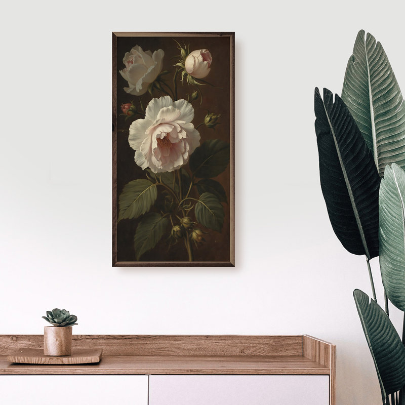 Pivoines rétro ivoire, H 36 po x l 18 po
