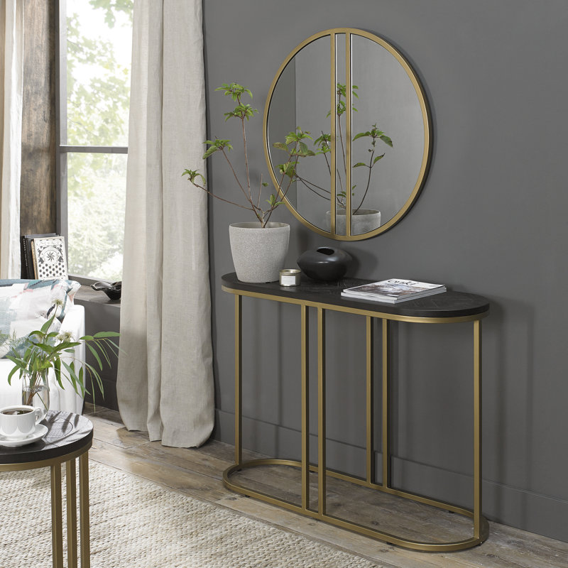 Arelis Metal Flat Wall Mirror, Gold