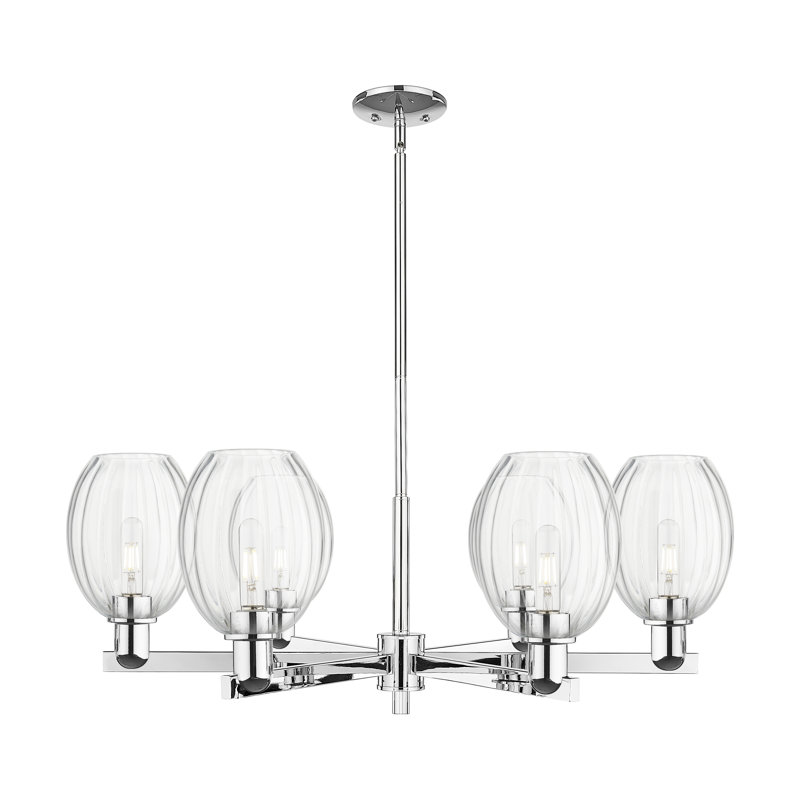 Hailsham - Lustre suspendu 6 lumières avec abat-jour cloche, Clair, Chrome poli