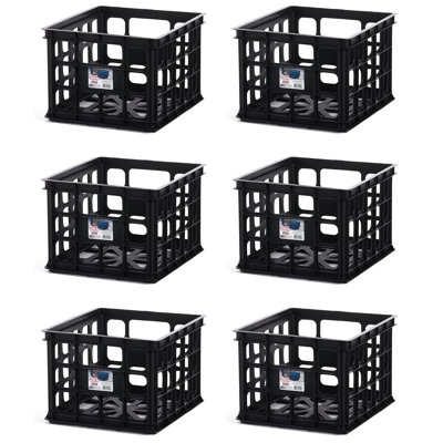 Sterilite Storage Crate, Stackable Plastic Bin Open Basket with Handles