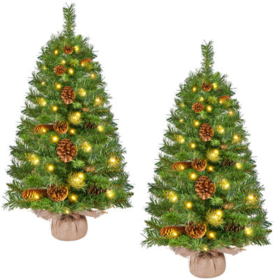 Mini sapin de Noël artificiel avec pommes de pin et lumières DEL