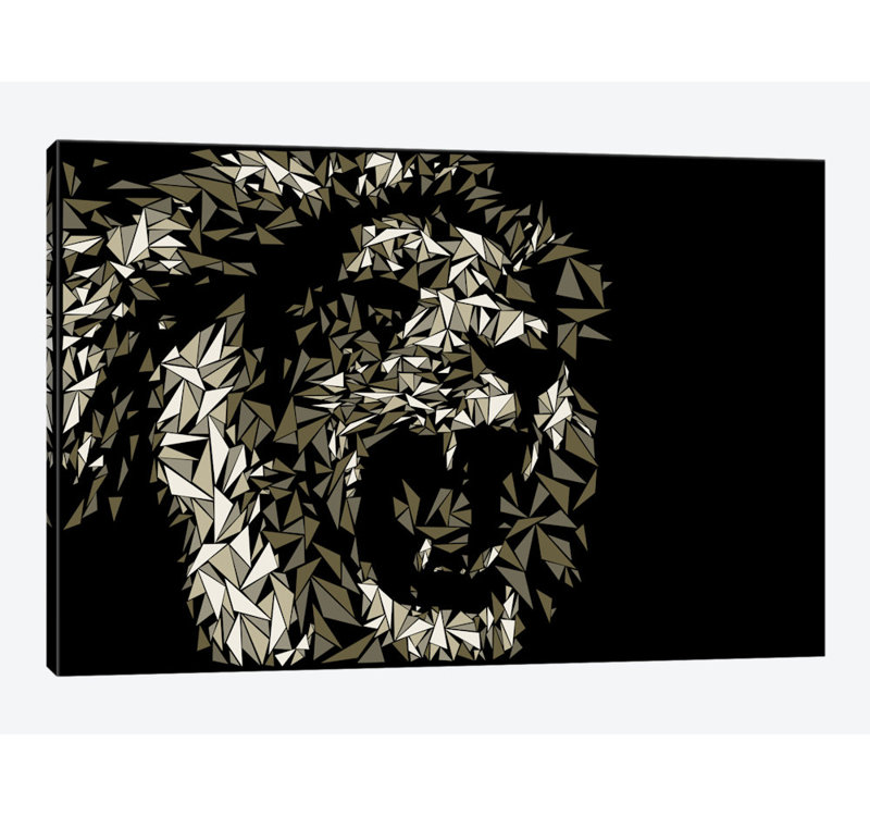 « lion », impression sur toile, H 26 po x l 40 po x P 1,5 po, Toile tendue