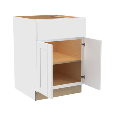 Gallery Express Haven Plywood Assembled 30 in W X 24 in D X 34.5 in H Base Kitchen Cabinet with Drawer in White
