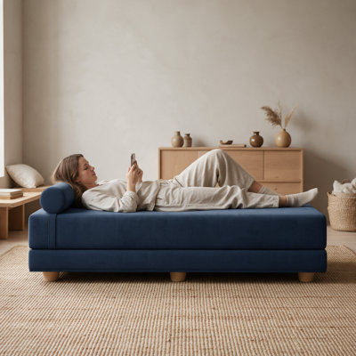 Kaylena Convertible Daybed - Fold Out Sleeper with Queen Size Memory Foam Mattress & Pillows