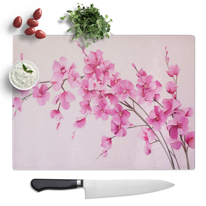 Orchid Flower Minimalism  Glass Chopping Board