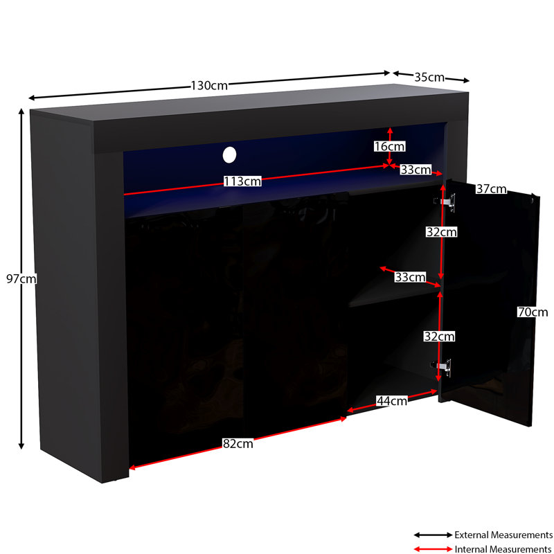 Muskoka 130cm Sideboard, Black