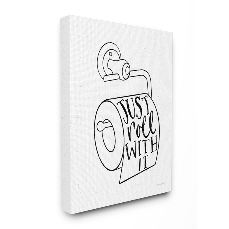 " Just Roll With It Toilet Bathroom Humour Word Pun " by Wild Apple Portfolio, Wrapped Canvas, 20" H x 16" W