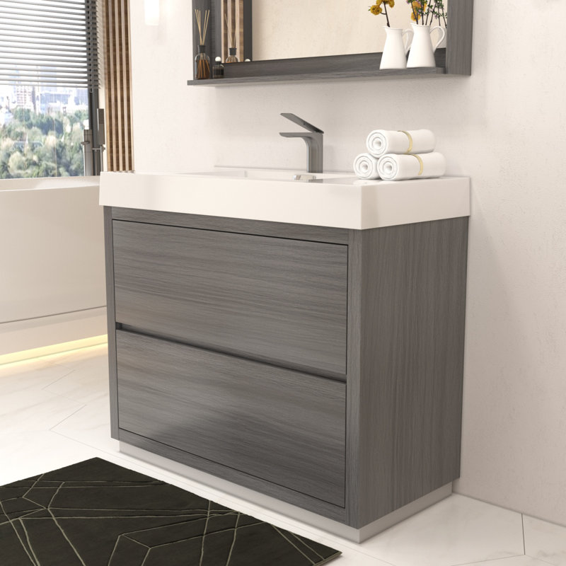 Ensemble de meuble-lavabo simple 40 po Royka, Vulcain gris cendré