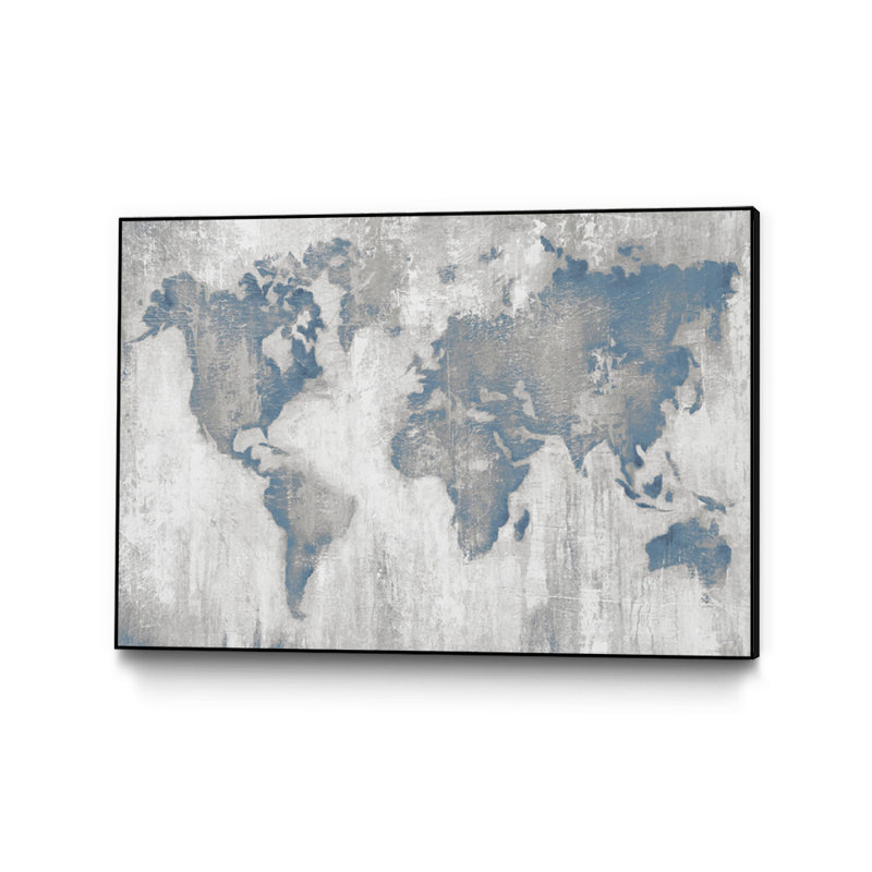 « map of the world » par liz jardine-picture frame, reproduction d’art sur papier, H 16 po x l 20 po x P 2 po