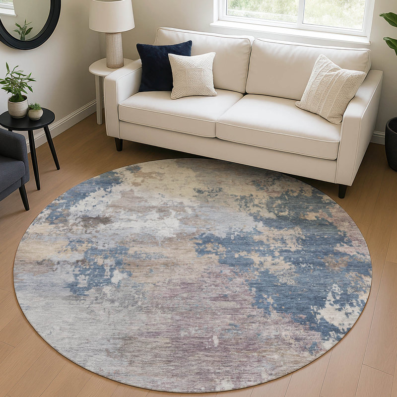 Machine Washable Indoor/Outdoor Earleville ACN2367 Abstract Rug, Round 8'
