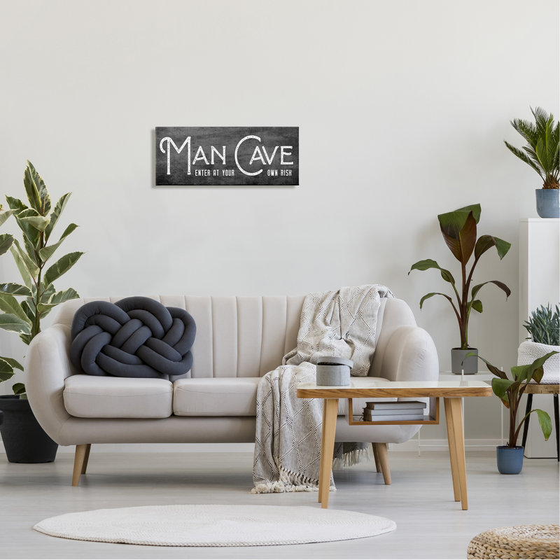 Plaque d'entrée «Man Cave», typographie rétro - Art textuel sur, H 10 po x l 24 po x P 1,5 po