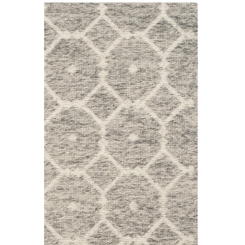 Tapis gris / ivoire en laine / coton tissé à la main Vermont Martha Stewart, Rectangle 4 pi x 6 pi
